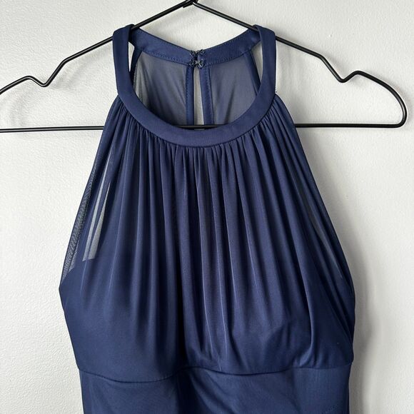 David's Bridal Navy Halter Bridesmaid Dress Sleeveless Womens Size 4 - Picture 4 of 7